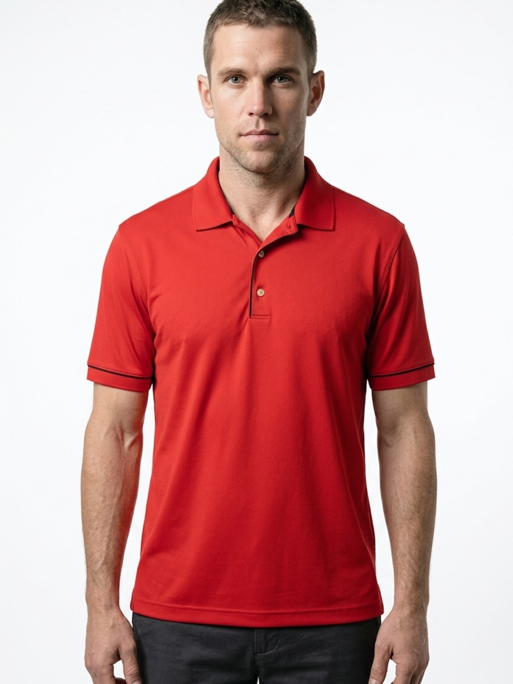 Greg Norman Collection Red Short-Sleeve Polo with Contrast Trim